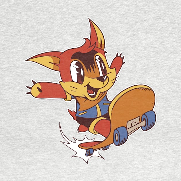 Cute Cartoon Skater Fox Graphic Design by CoolArts